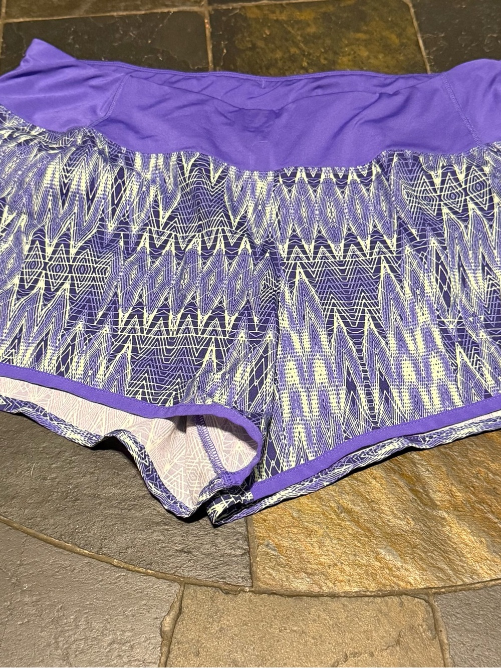 Reebok Purple Patterned Athletic Shorts